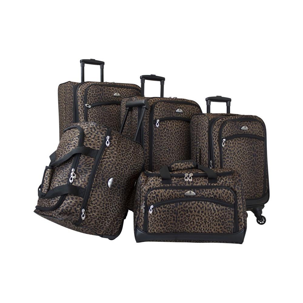 American Flyer Animal Print 5 Piece Spinner Luggage Set