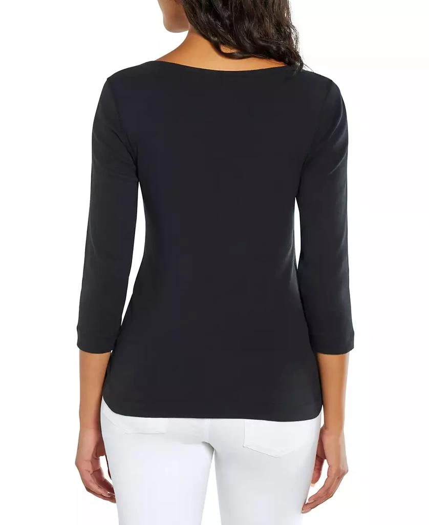 Three Dots Women's Boat-Neck 3/4-Sleeve T-Shirt 2