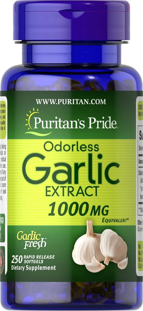 Puritan's Pride Odorless Garlic 1000 mg 250 Rapid Release Softgels 1
