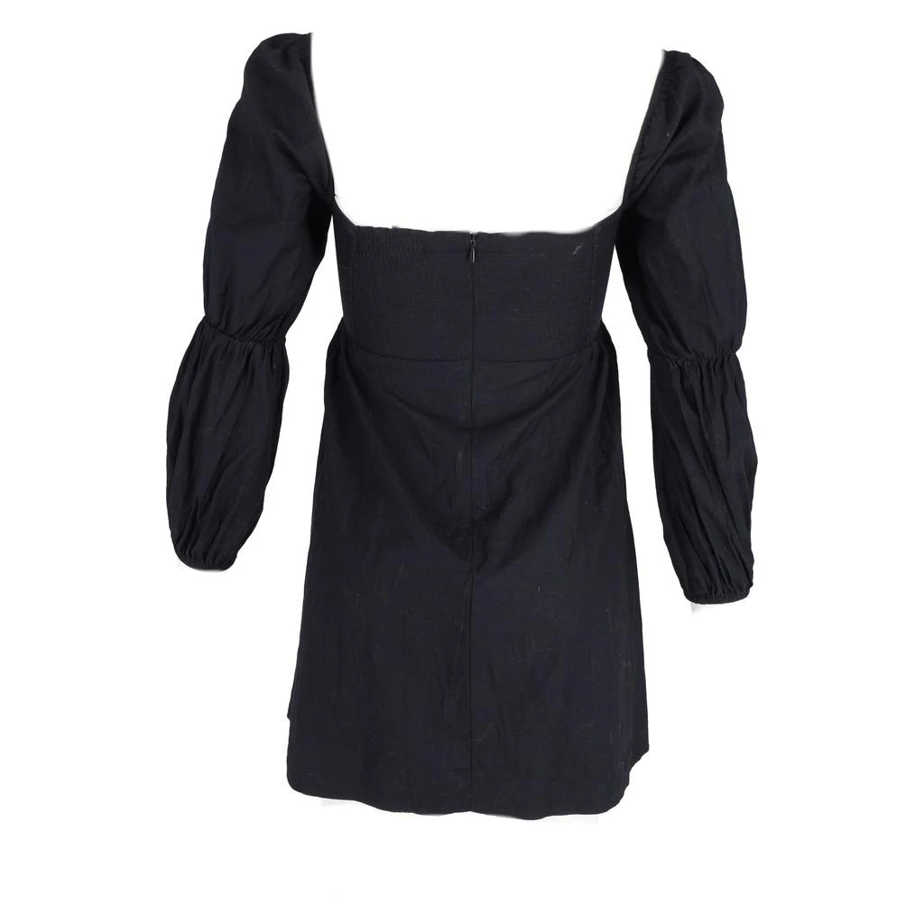 Reformation Michaela Mini Puffed Sleeve Dress in Black Cotton 6