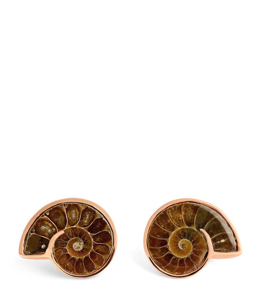 Tateossian Sterling Silver and Fossilised Ammonite Cufflinks