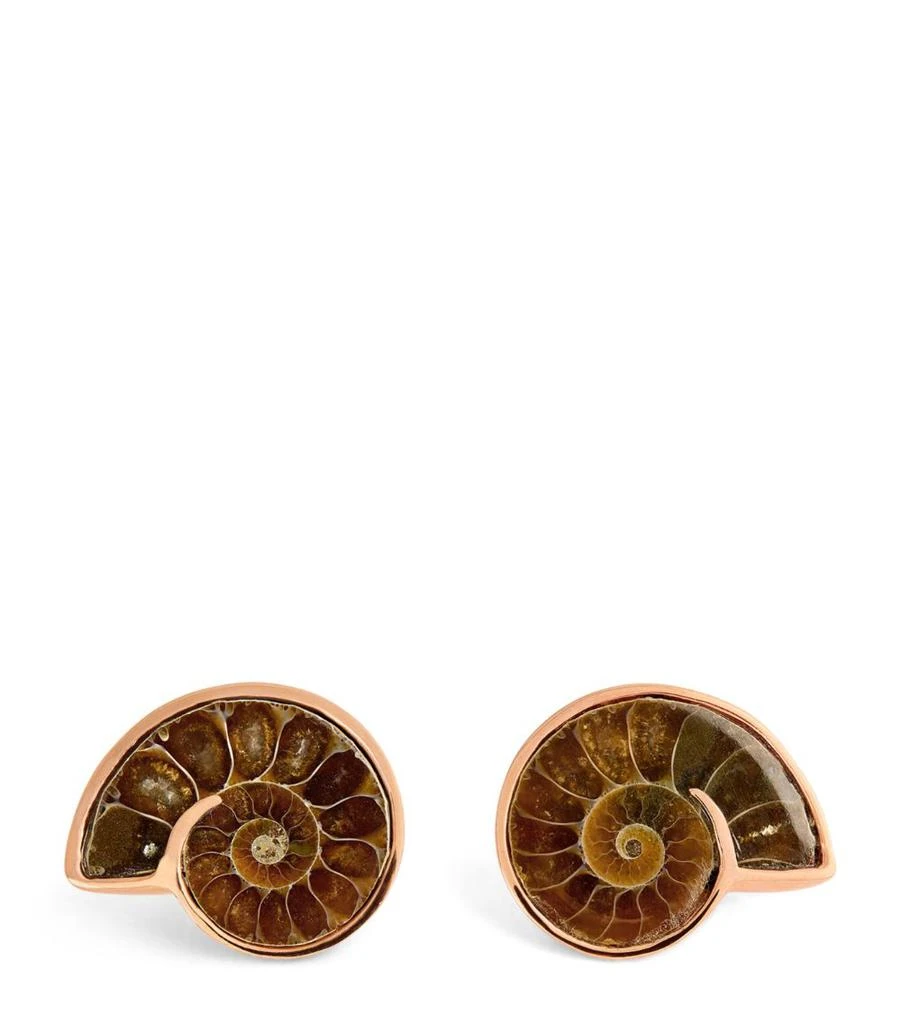 Tateossian Sterling Silver and Fossilised Ammonite Cufflinks 1