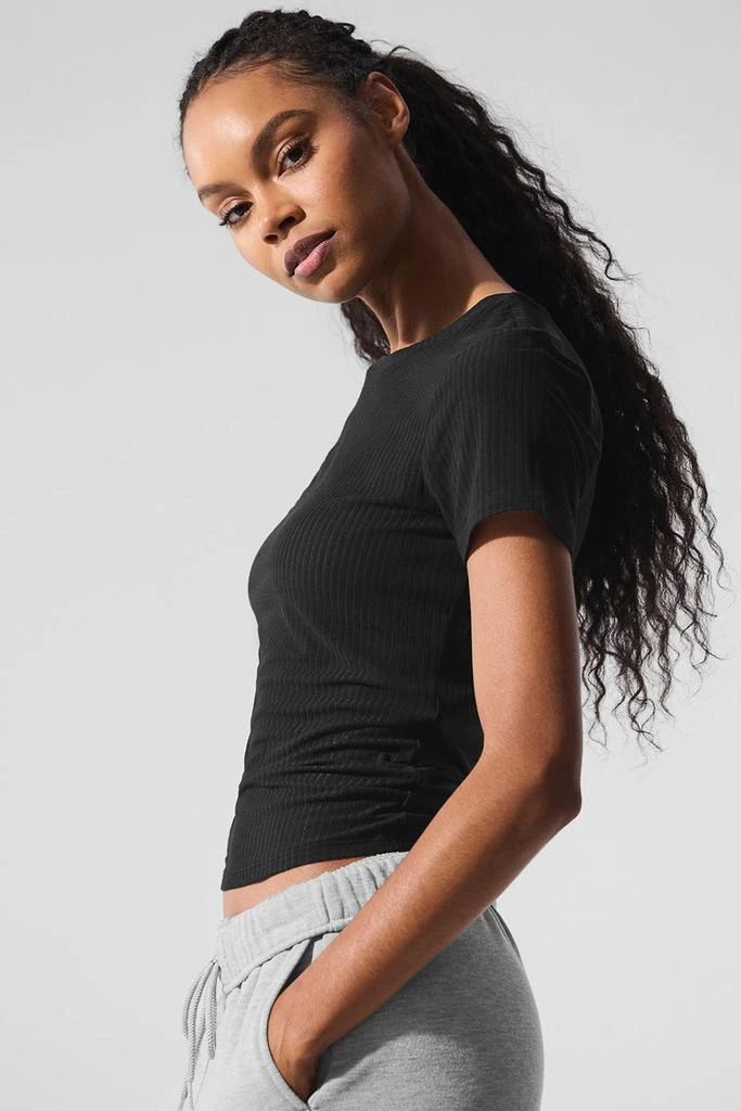 Alo Ribbed Sea Coast Tee - Black 3