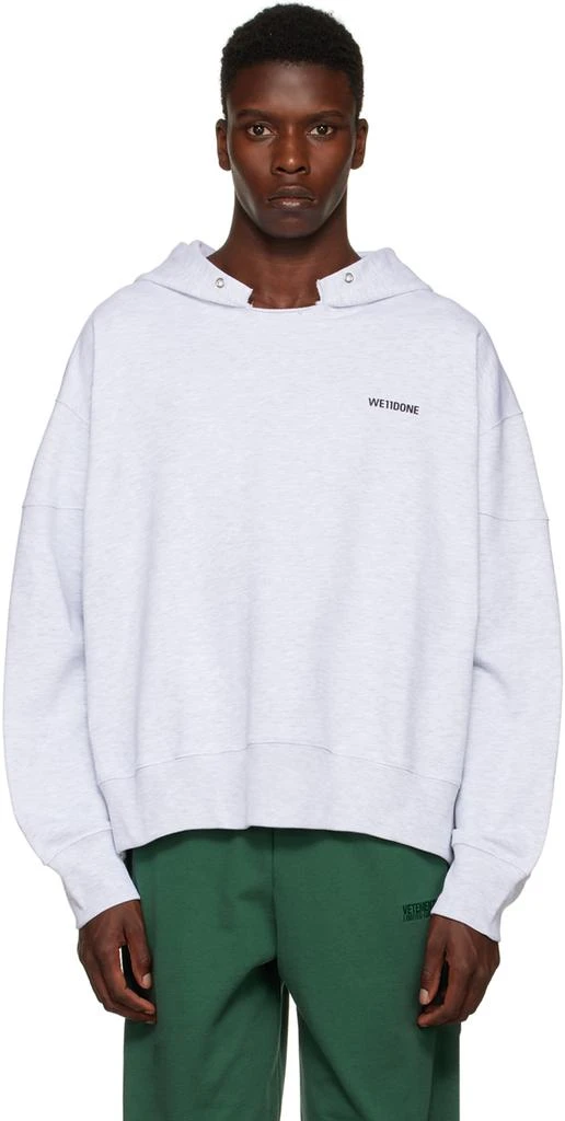 We11done Gray Raw Edge Hoodie 1