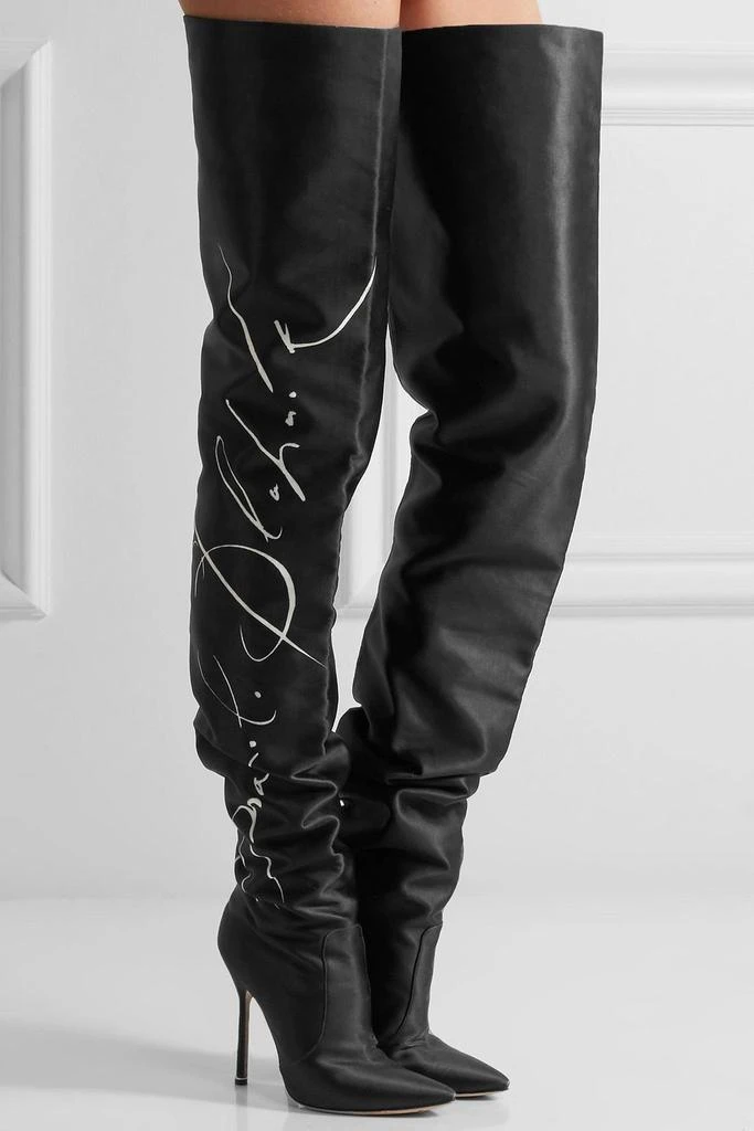 Vetements Printed satin thigh boots 2