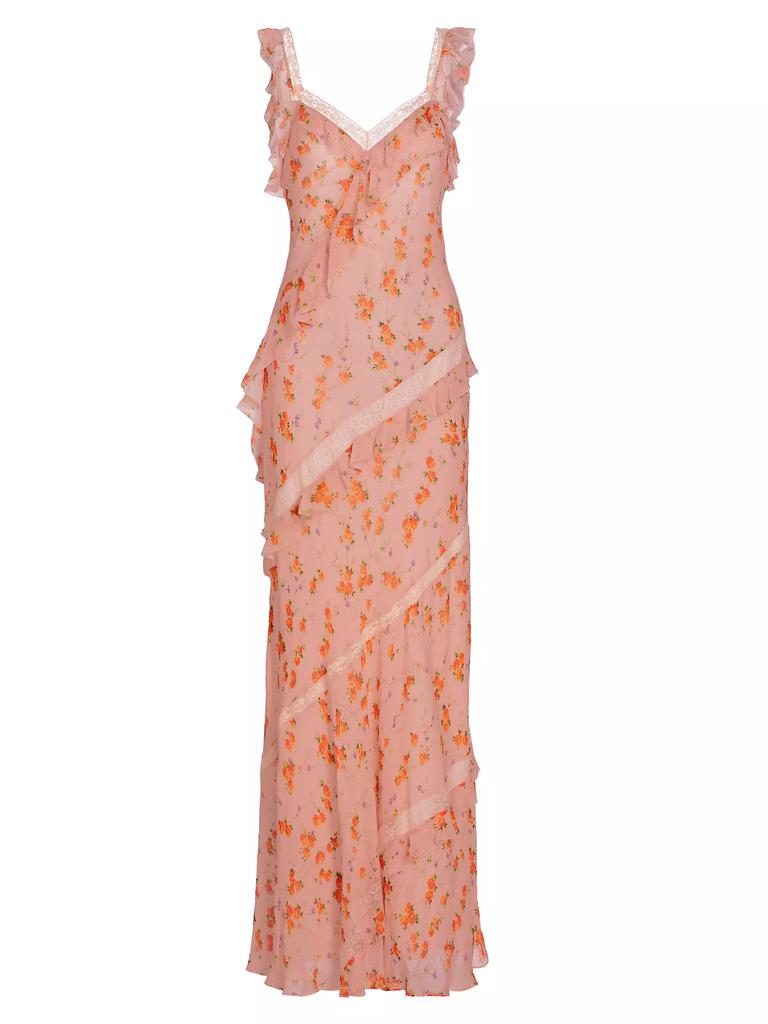 LoveShackFancy Radiance Lace-Trimmed Floral Maxi Dress