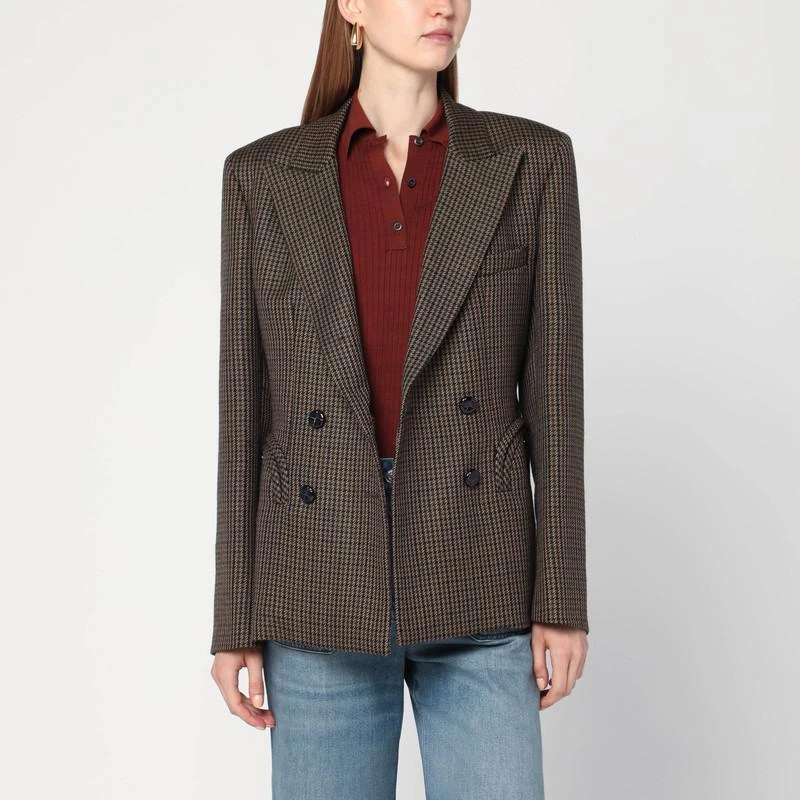 BLAZÉ MILANO Brown wool pied de poule double-breasted blazer 1