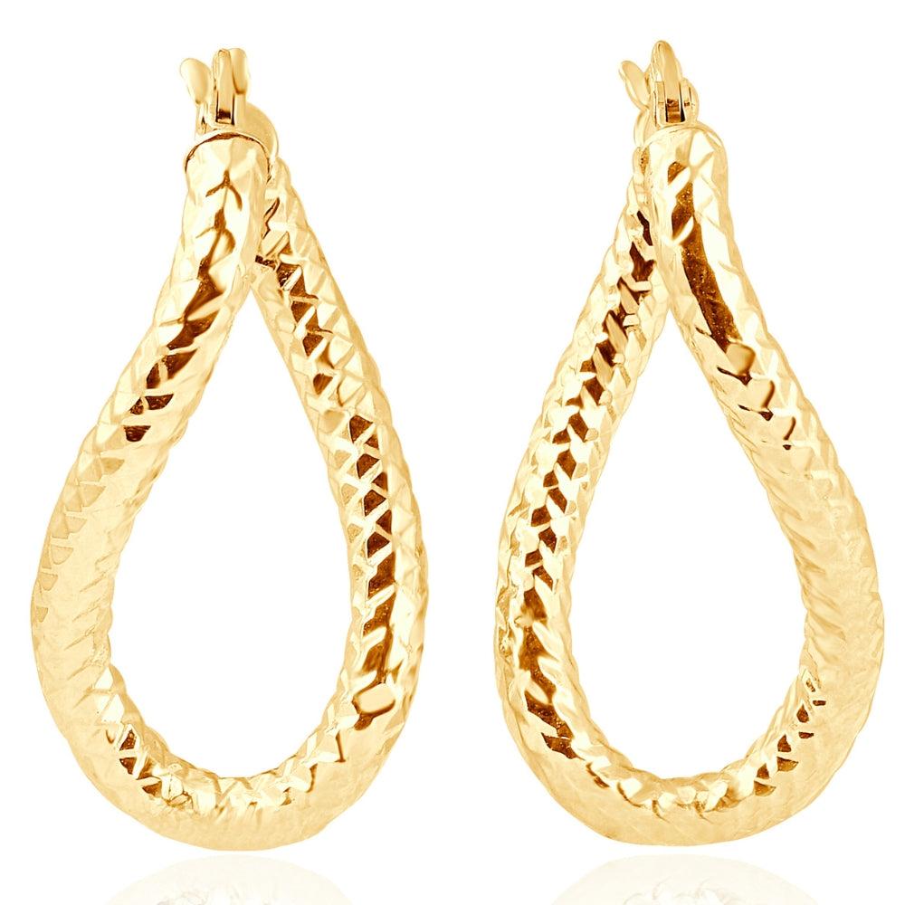 Pompeii3 14k Yellow Gold 3mm Twirl Designer Hoops Women's Earrings 1" Tall 1.15grams
