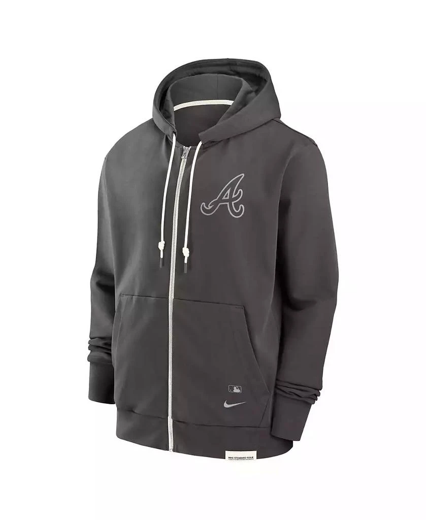 NIKE Men's Charcoal Atlanta Braves Authentic Collection Travel Player Performance Full-Zip Hoodie 3