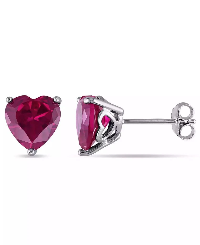 Macy
s Lab Grown Ruby (5 1/2 ct. t.w.) Heart Stud Earrings in Sterling Silver