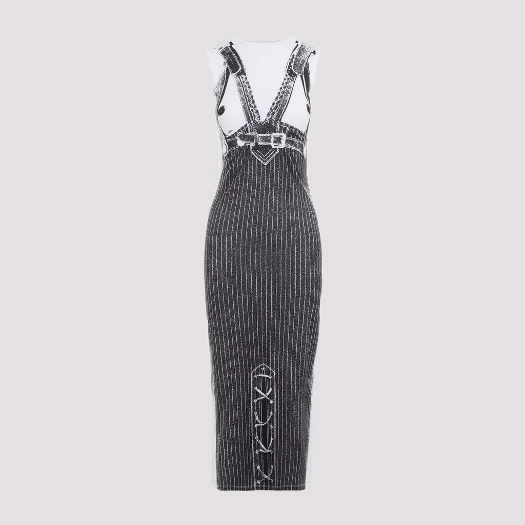 Jean Paul Gaultier White and black Trompe-l`œil Madonna Long Dress 1