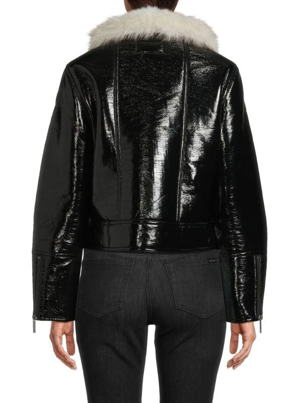 Unreal Fur Faux Fur Trim Faux Leather Jacket 2