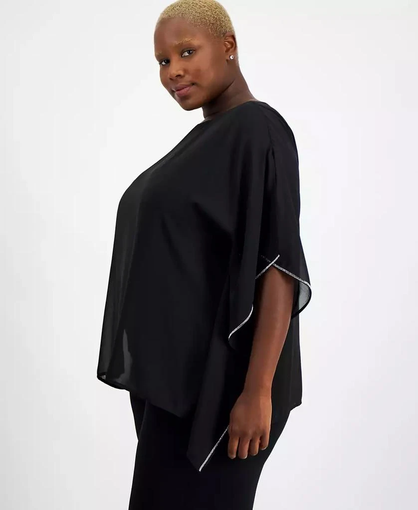 JM Collection Plus Size Embellished Chiffon Poncho, Created for Macy's 3