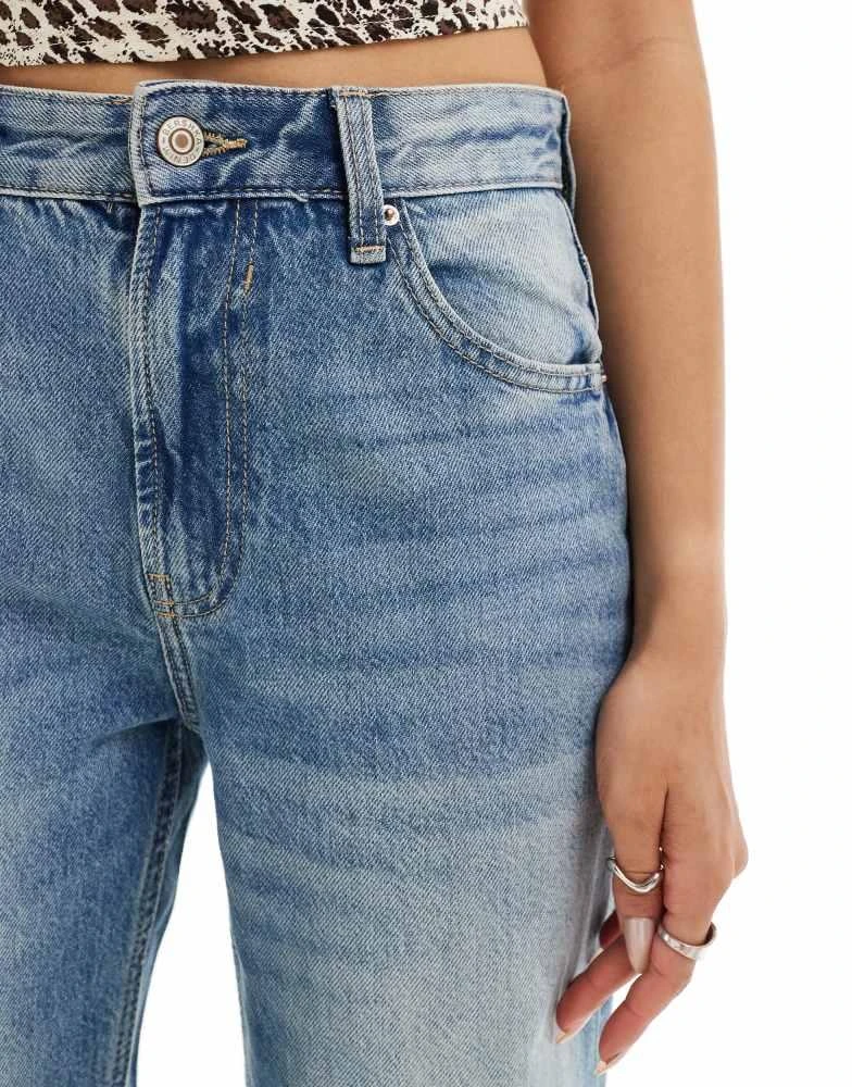 Bershka Bershka ripped knee wide leg jeans in mid wash 3