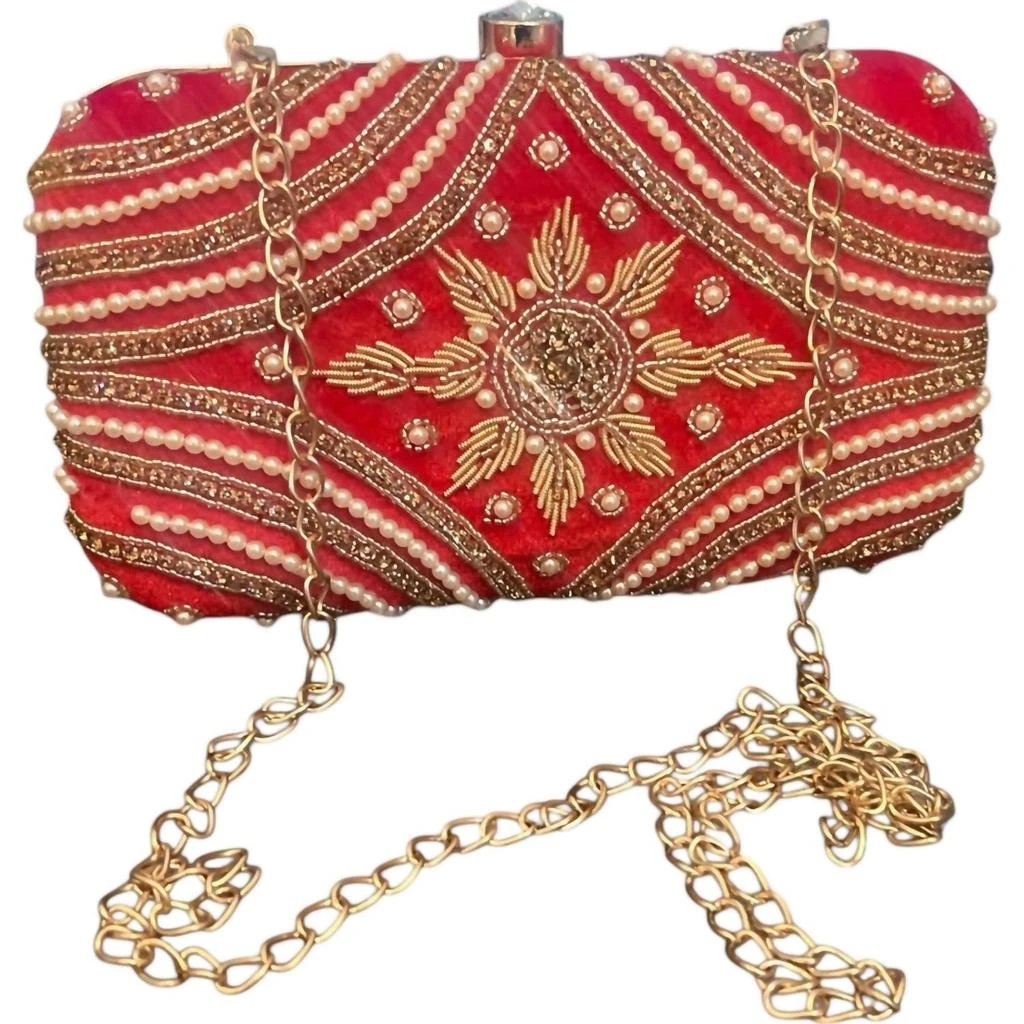 Carrier Co. Women's Embroidered Velvet Clutch Bag 1