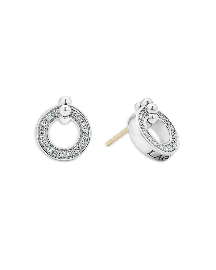 LAGOS Sterling Silver Caviar Spark Diamond Circle Stud Earrings