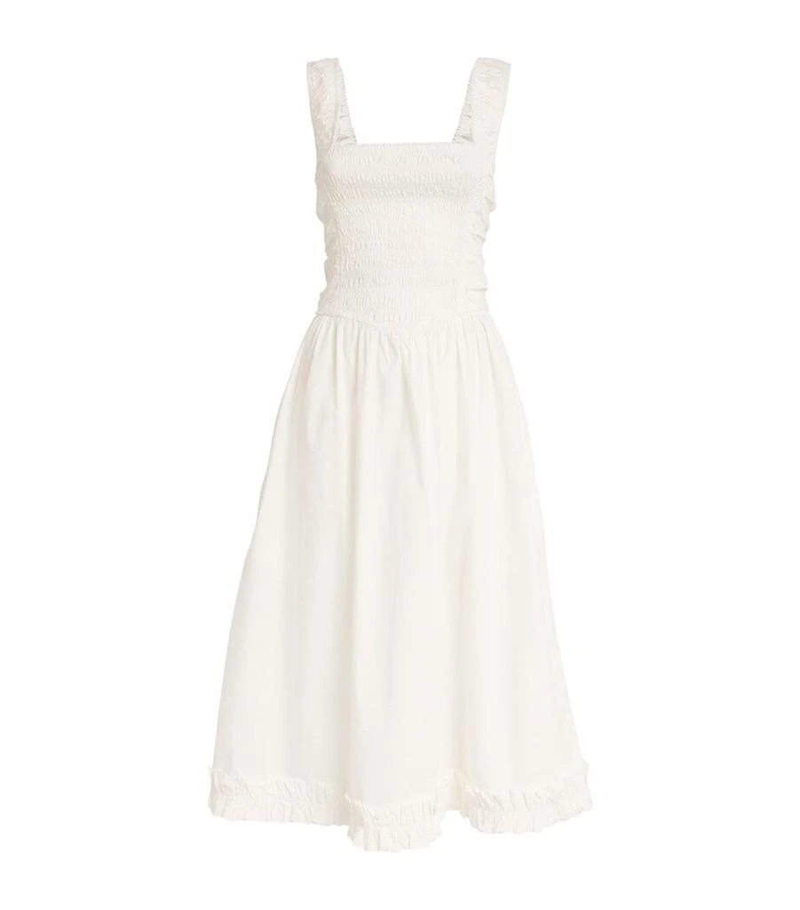 Ganni Cotton Ruched-Bodice Dress 1