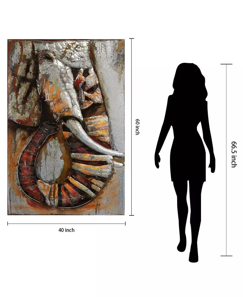 Empire Art Direct Elephant Mixed Media Iron Hand Painted Dimensional Wall Art, 60" x 40" x 2.8" 8