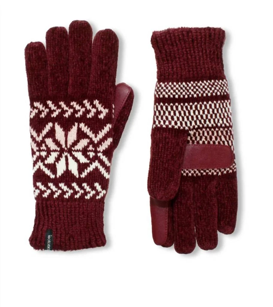 Isotoner Women's Chenille Snowflakes Gloves In Blackberry 1
