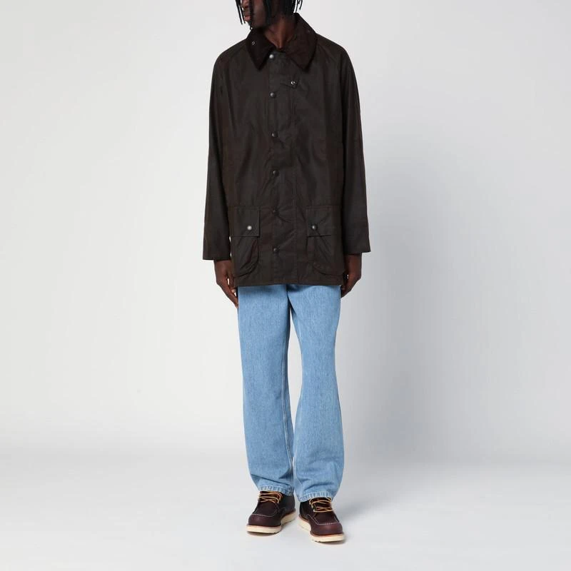 Barbour Olive green waxed Beaufort jacket 2