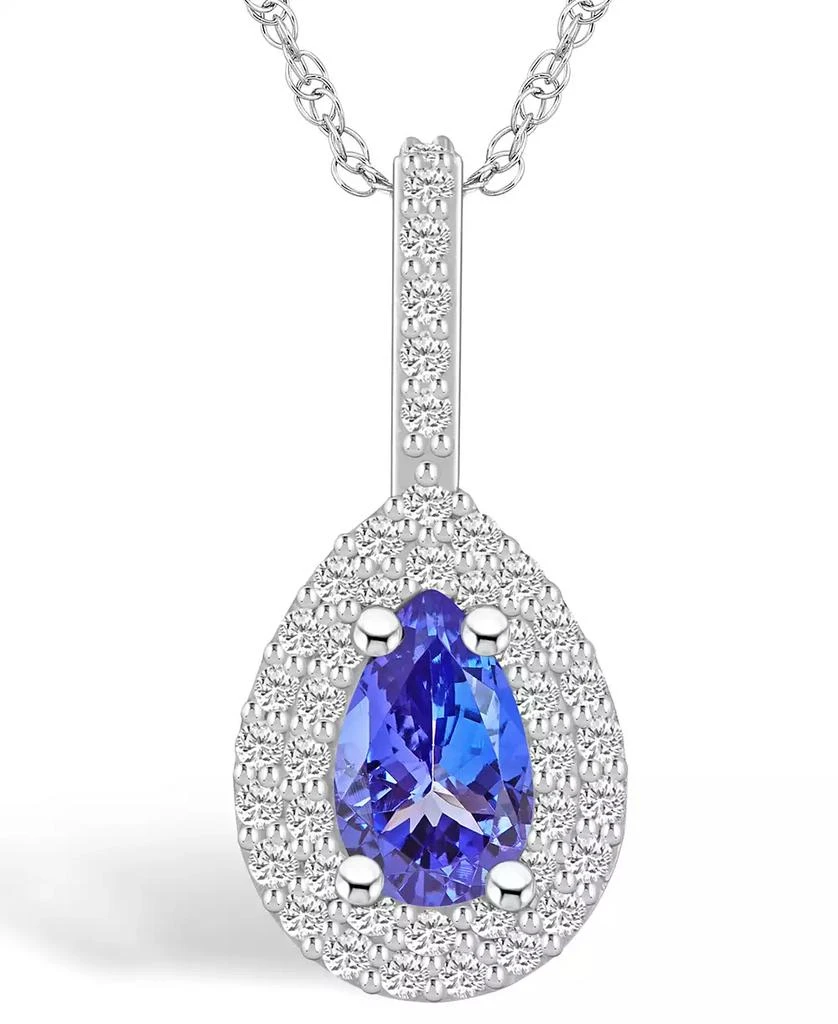 Macy's Tanzanite (7/8 Ct. t.w.) and Diamond (3/8 Ct. t.w.) Halo Pendant Necklace 1