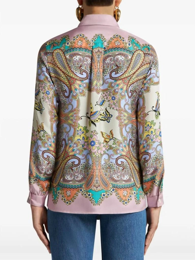 ETRO Charm Medallion Silk Twill Paisley Blouse In Pink Multi 2