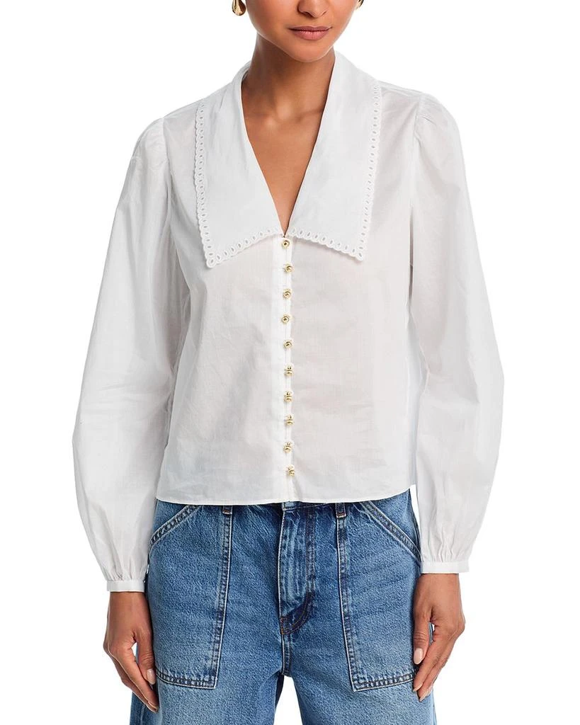 FRAME The Eyelet Sailor Silk Blouse 1