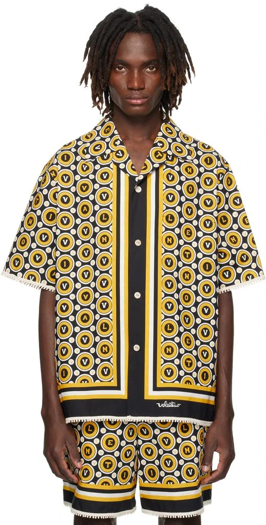 Valentino Black 
Yellow Cotton Poplin Bowling Shirt 1