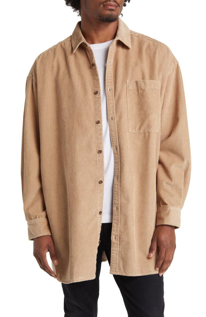 Topman Oversize Corduroy Button-Up Shirt