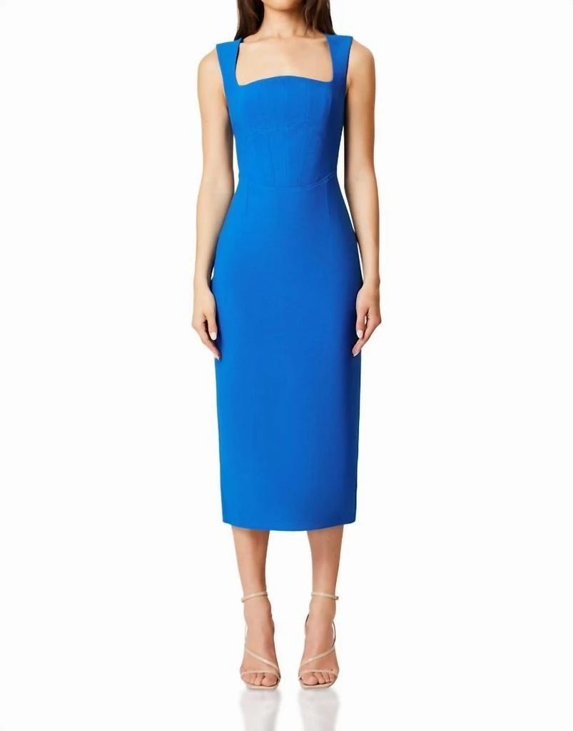Elliatt - Birch Fitted Midi Dress  On Sale Now with Up to 56% Off |  Discover Exclusive Deals & Savings at BeyondStyle  Authentic Elliatt women  > dresses > midi|3874455699|blue|clothing|dresses|midi|solid|women with