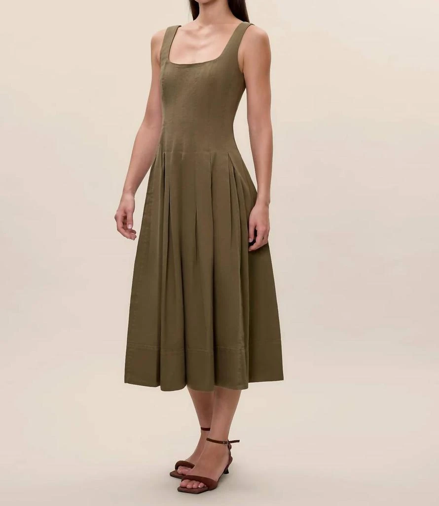 Rebecca Taylor Edith Garment Dyed Midi Dress In Green