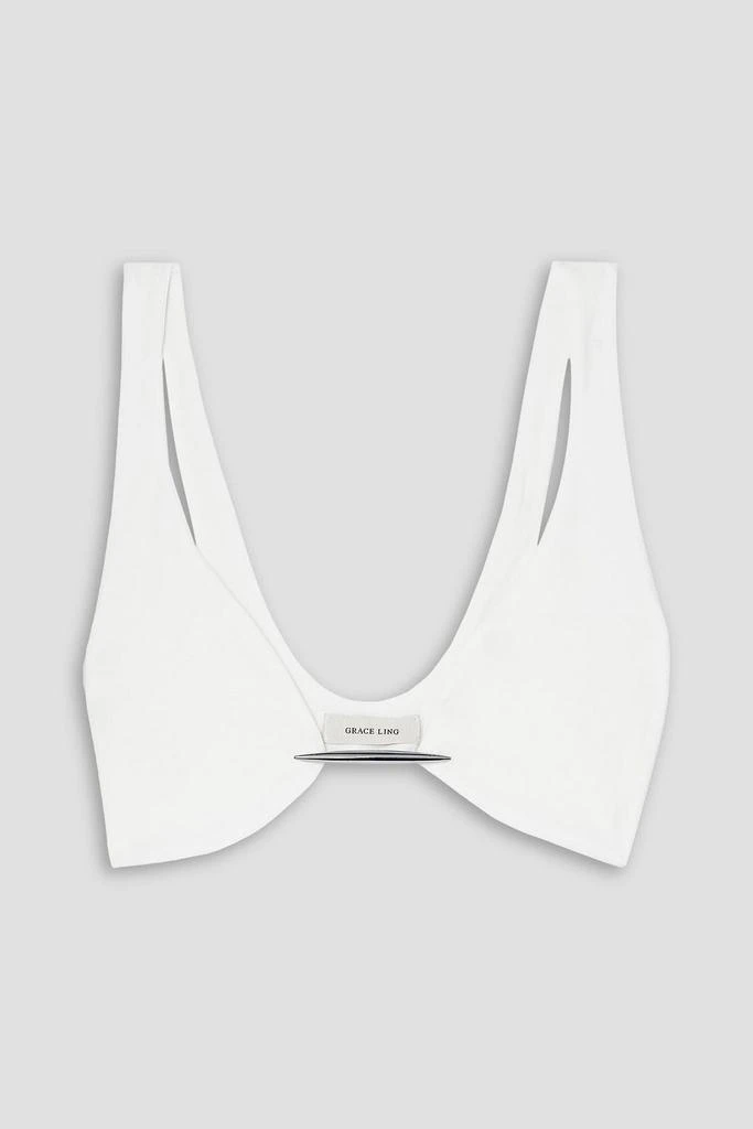 GRACE LING Embellished stretch-jersey bralette 1