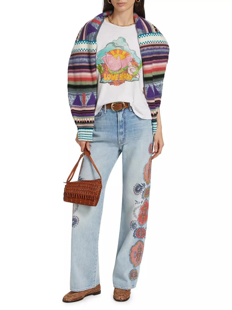 MOTHER The Maven Sneak Embroidery-Print Wide-Leg Jeans 2