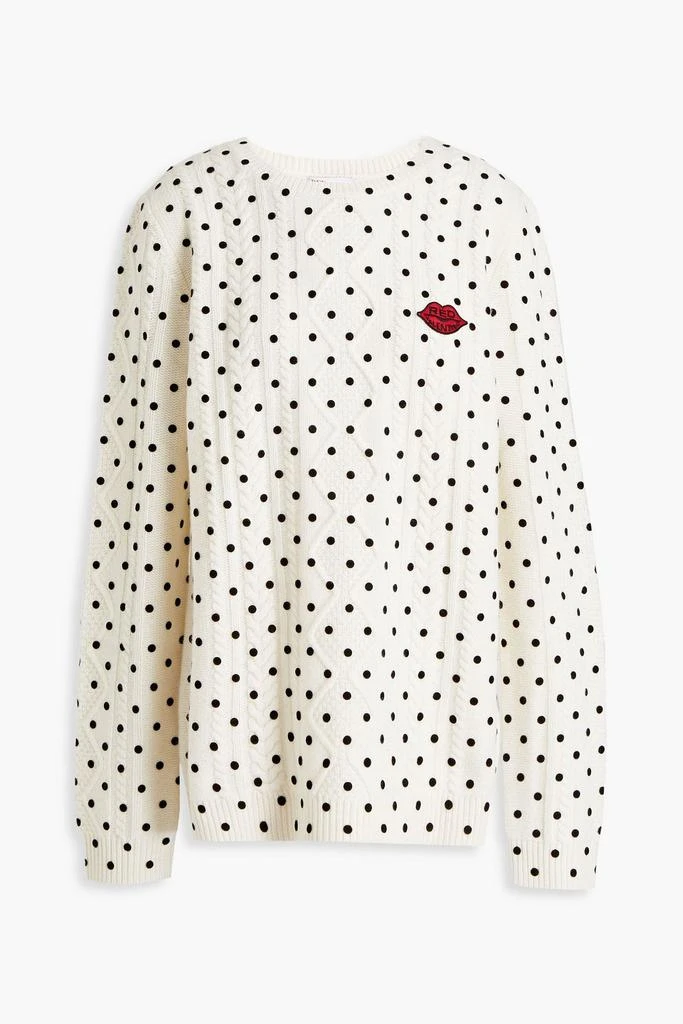RED Valentino Appliquéd flocked cable-knit wool sweater 1