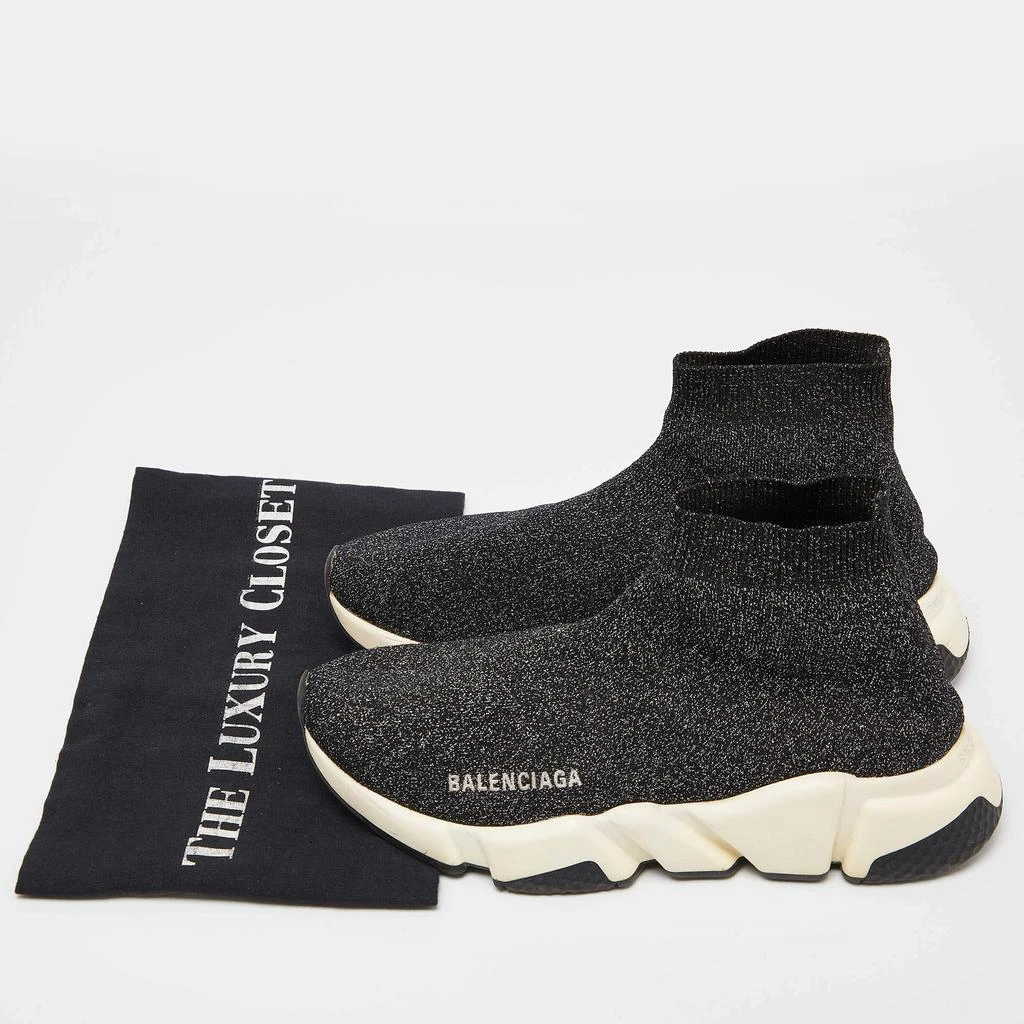 Balenciaga Balenciaga Black Glitter Knit Fabric Speed Trainer High Top Sneakers Size 37 9