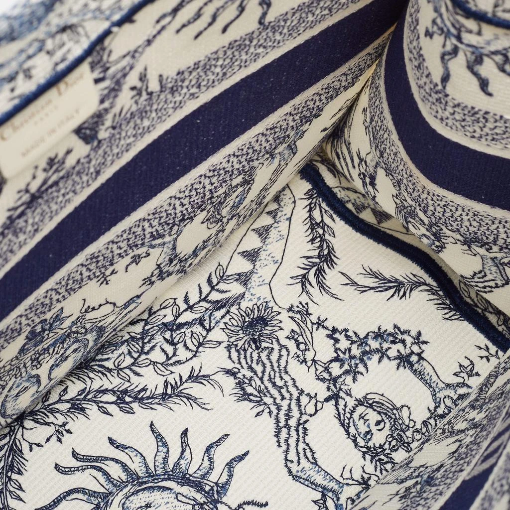 Dior Dior White/Blue Embroidered Toile De Jouy Soleil Canvas Medium Book Tote  7