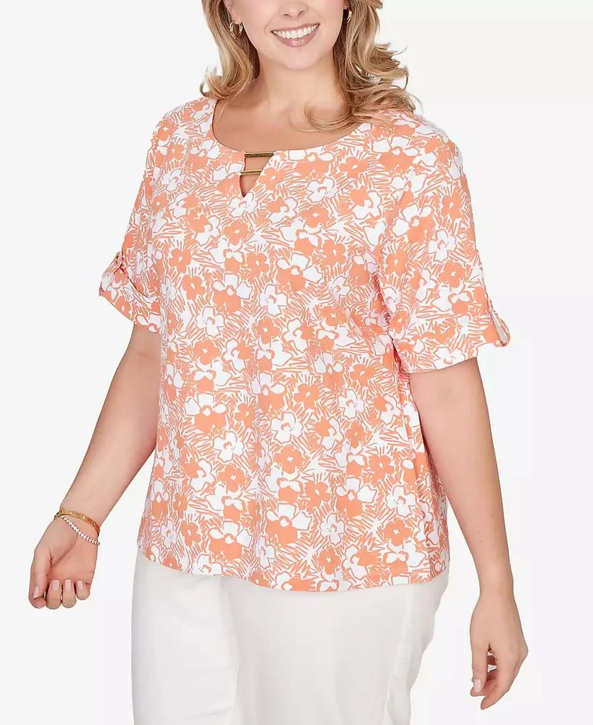 HEARTS OF PALM Plus Size Printed Stretch Jersey Elbow Sleeve Top 2