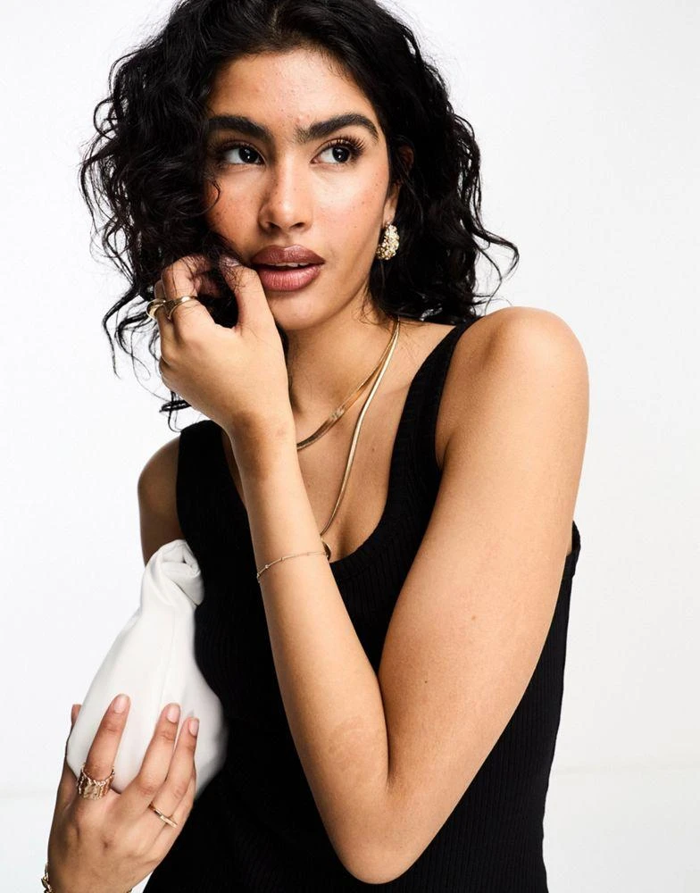 ASOS ASOS DESIGN ribbed scoop neck midi dress with dropped waist in black 2