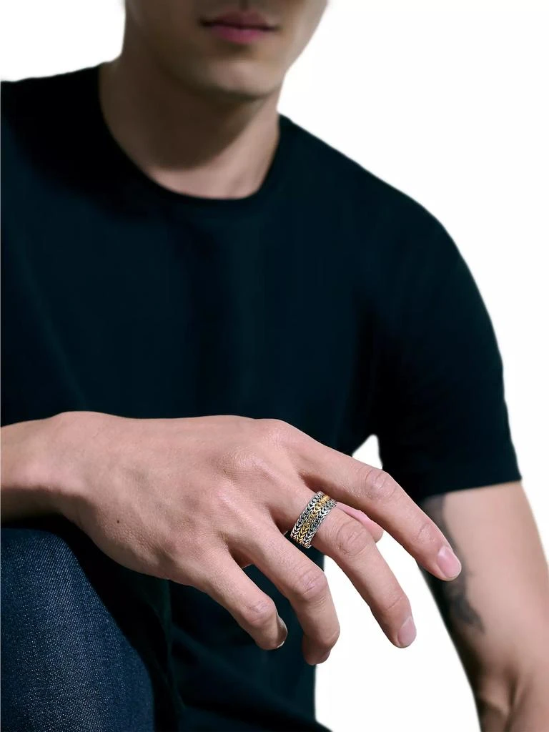 John Hardy Classic Chain Sterling Silver & 18K Yellow Gold Ring 2