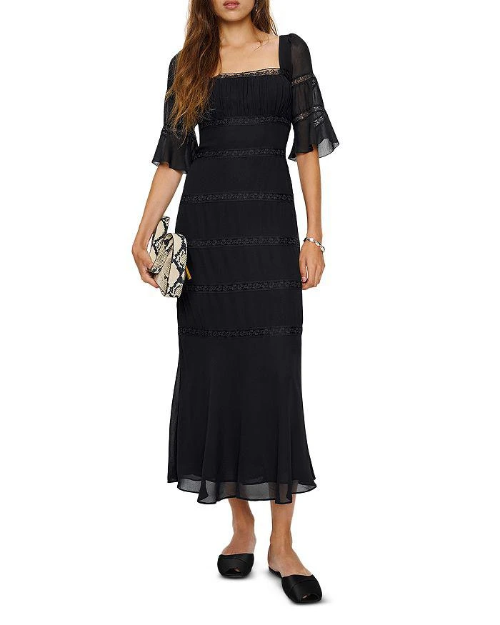 square neck midi dress floral Rust & Blue Floral Print Square Neck Midi Dress FINAL SALE