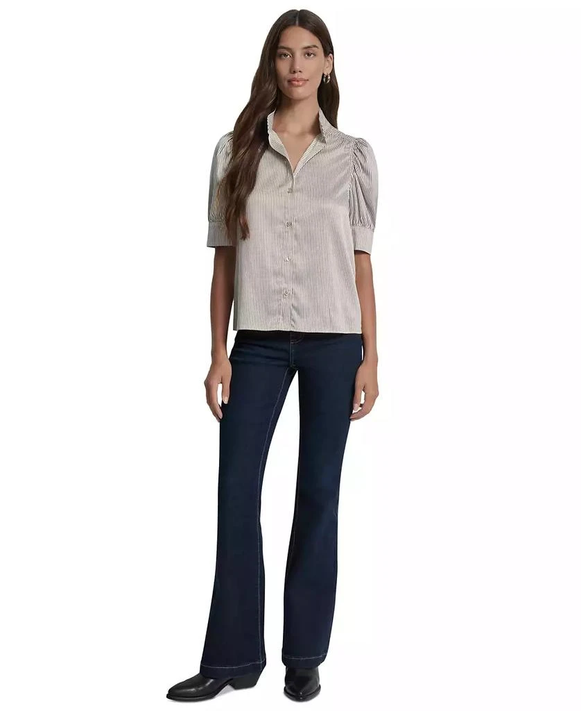 DKNY Women's Stand Collar Puff-Sleeve Shirt 1