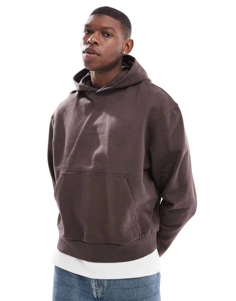 ASOS ASOS DESIGN boxy oversized hoodie with back print in brown 2