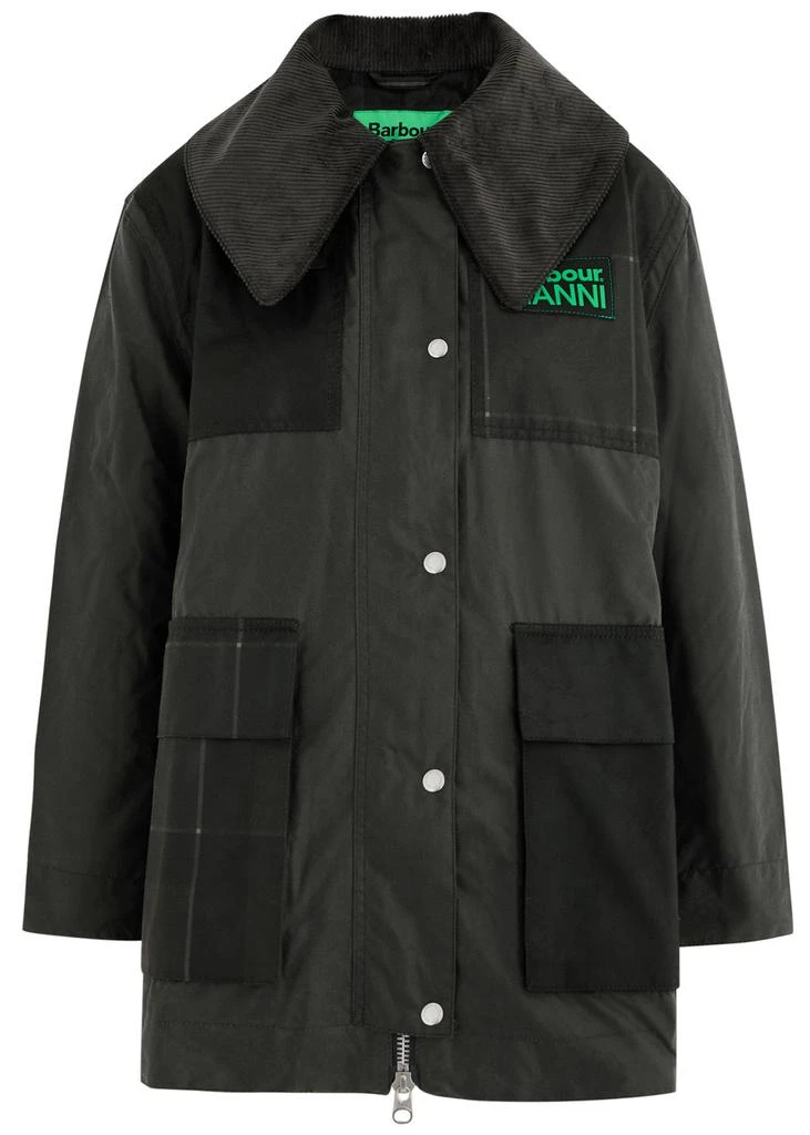 Barbour X Ganni Duffle panelled waxed cotton coat 1