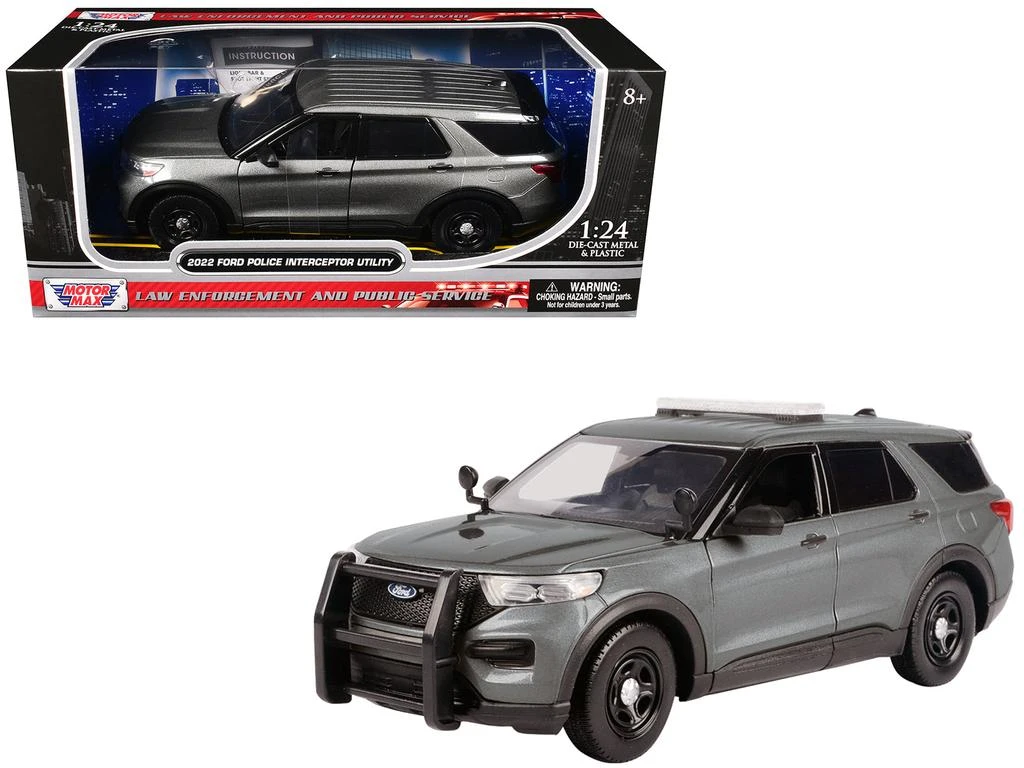 Motormax 2022 Ford Police Interceptor Utility Unmarked Gray Metallic Builder
s Kit Law Enforcement and Public Service 1/24