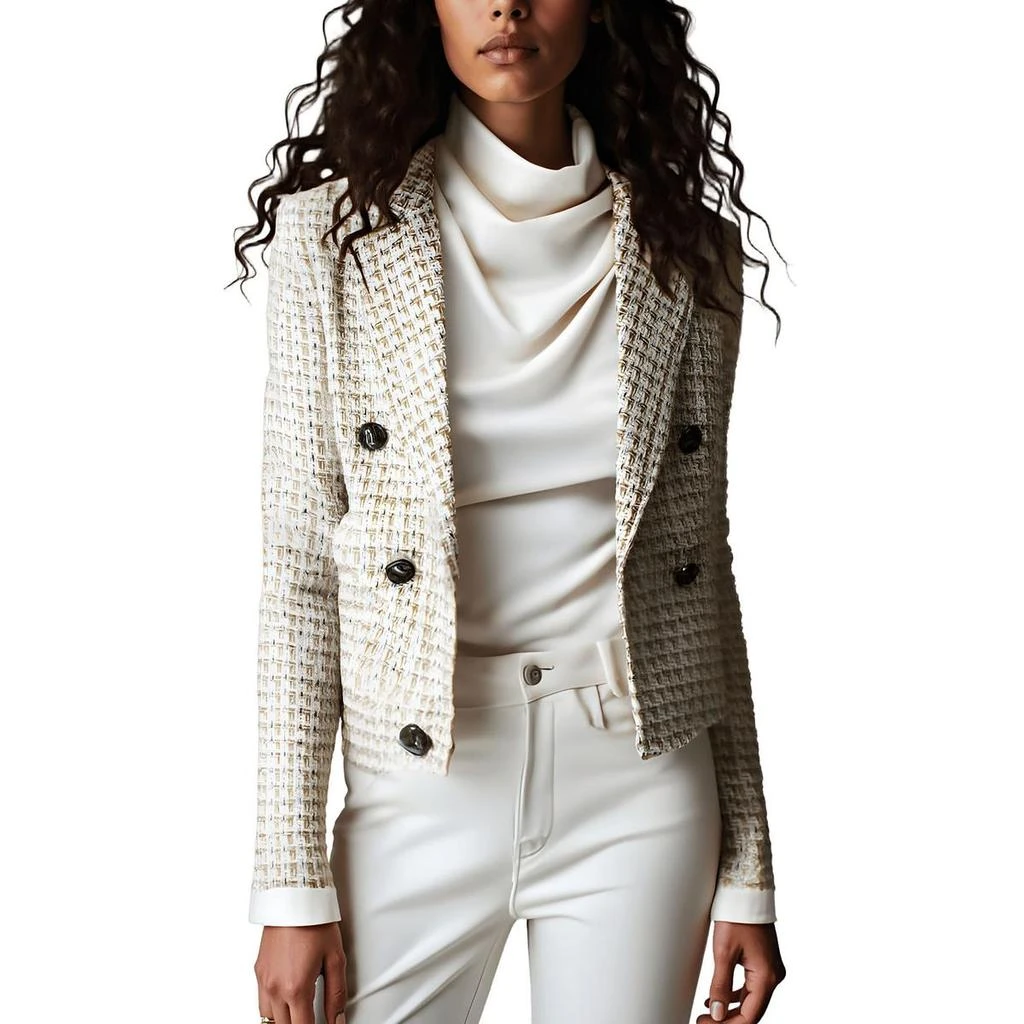 Adrienne Landau Womens Woven Tweed Double-Breasted Blazer 1