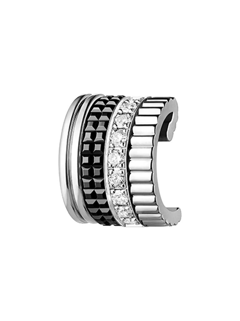 Boucheron Quatre Black Edition 18K White Gold, PVD & 0.14 TCW Diamond Single Clip Earring