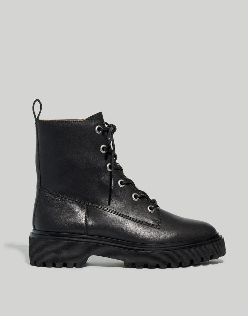 Madewell The Rayna NG667-001 Boots Women's US 5.5 Black Leather Lace Up ZPO3142 2