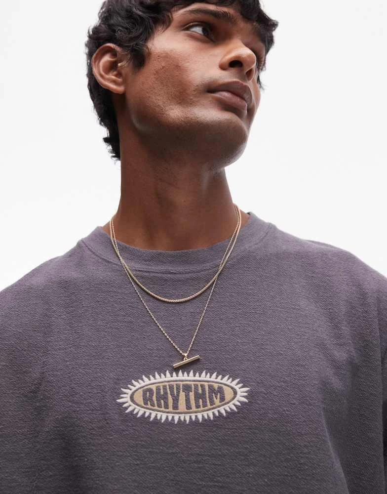 Rhythm Rhythm tournesol vintage terry t shirt in navy 4