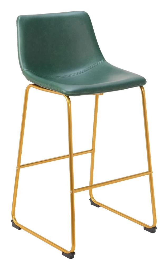 Zuo-Mod Augusta Barstool (Set of 2) Green & Gold 1