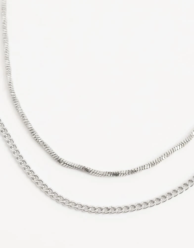 Jack 
Jones Jack 
Jones 2 pack chain necklaces in silver 3